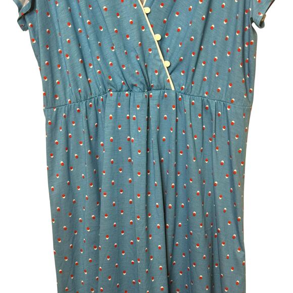 Vintage Plus Size Tabby of California Faux Wrap Blue Dot Short Sleeve Dress - Picture 4 of 8
